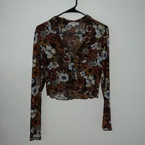 Sheer floral crop top